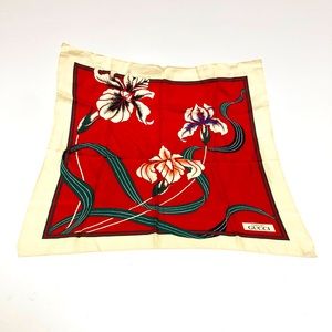 Gucci | Vintage 100% Silk Floral Print Square Scarf